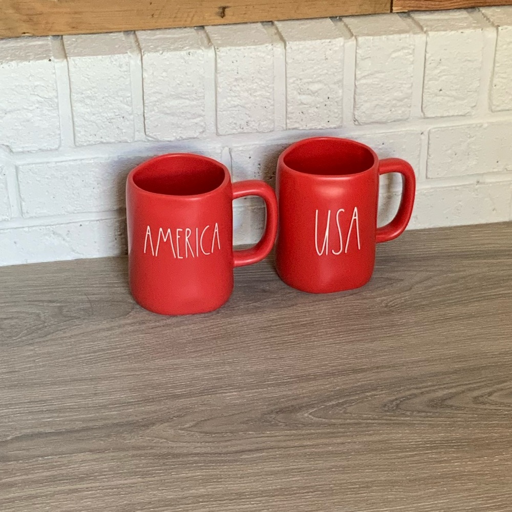 Red Rae Dunn Ceramic Mug Set